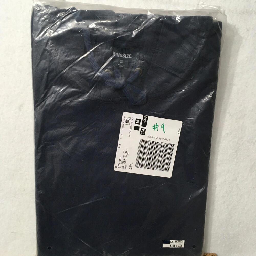 KINGSIZE Vintage Mens Big 5XL DRAWSTRING PULLOVER  NEW NIP XXXXXL   #9 navy